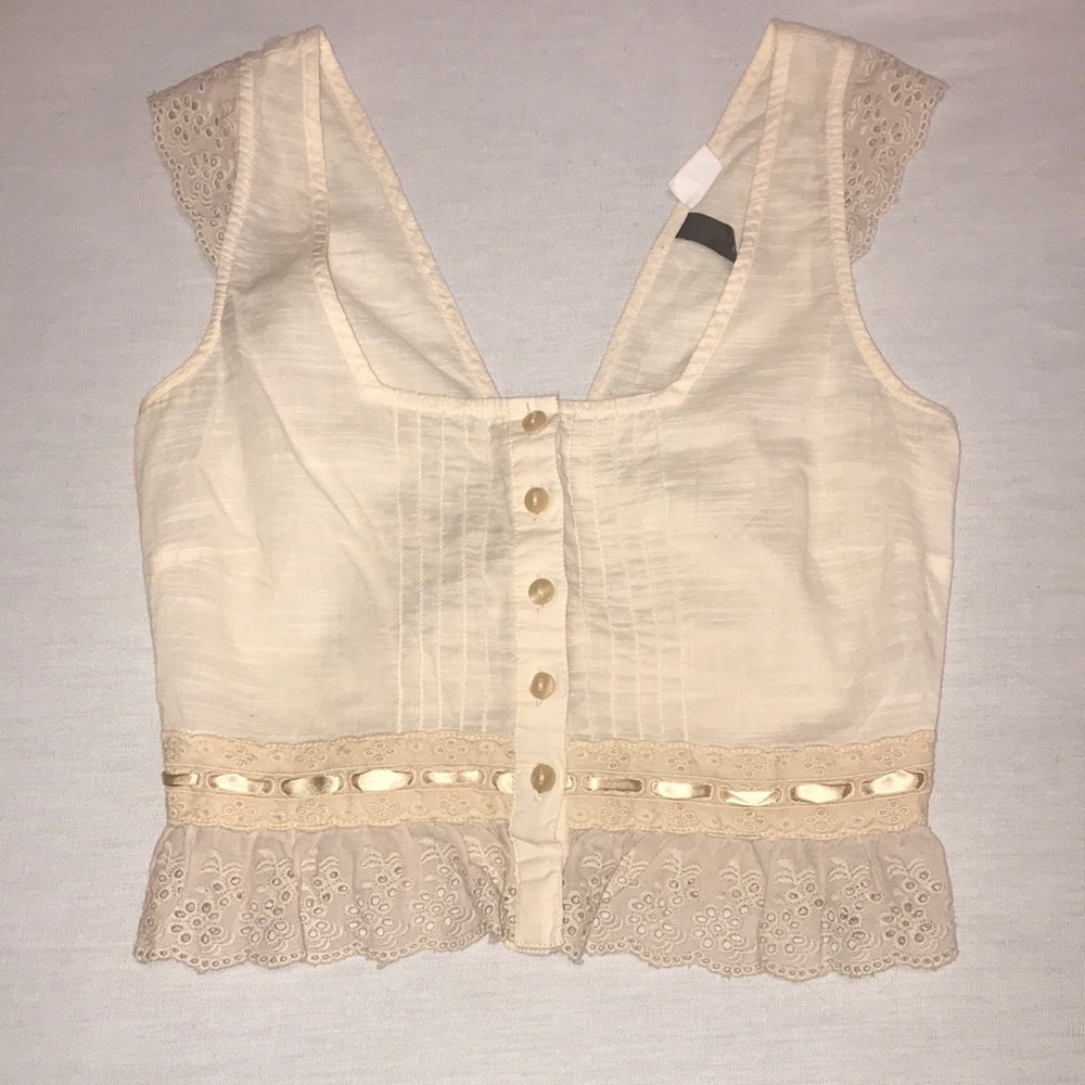 Divided, Lace Corset Peasant Crop Top